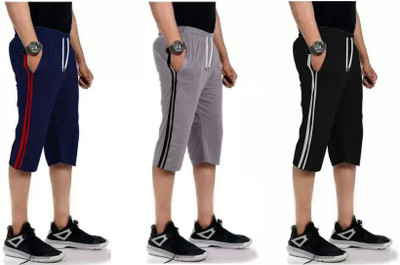 Sathvik Tex Solid Men Three Fourths