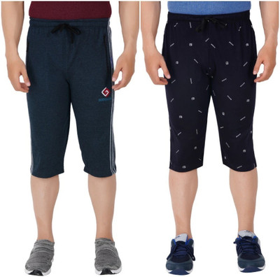 FEEL TRACK Solid, Printed Men Three Fourths