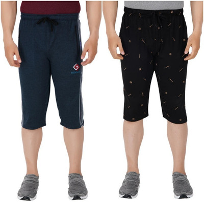 FEEL TRACK Solid, Printed Men Three Fourths
