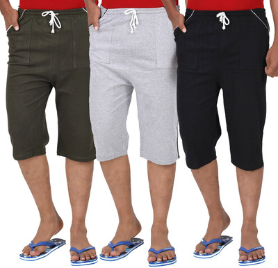 JUST TRY FASHION Solid Men Three Fourths