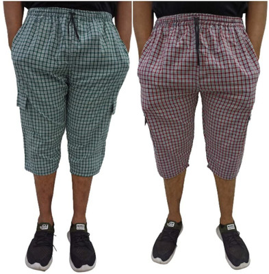 J K FASHIONS Checkered Men Three Fourths