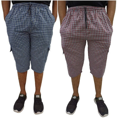 J K FASHIONS Checkered Men Three Fourths