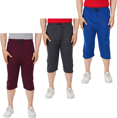 JUST TRY FASHION Checkered Men Three Fourths