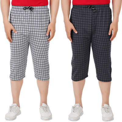JUST TRY FASHION Checkered Men Three Fourths