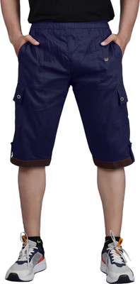 PUSHTIFABRIC Solid Men Three Fourths