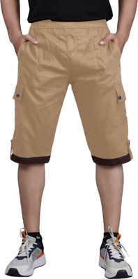 PUSHTIFABRIC Solid Men Three Fourths
