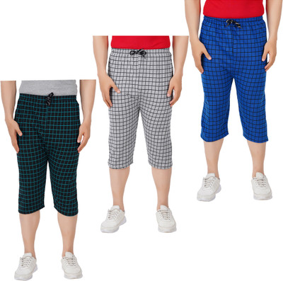 JUST TRY FASHION Checkered Men Three Fourths