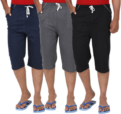 JUST TRY FASHION Striped Men Three Fourths