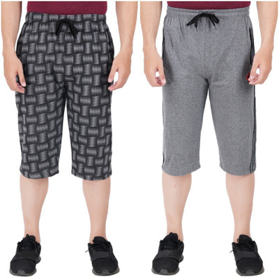FEEL TRACK Printed, Solid Men Three Fourths