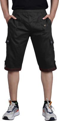 PUSHTIFABRIC Solid Men Three Fourths