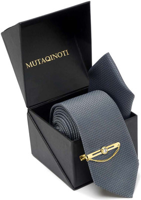 MUTAQINOTI Silk Tie Pin Set(Grey)