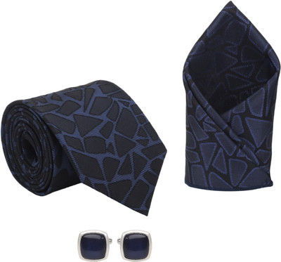 KANTH LANGOT Silk Cufflink & Tie Pin Set(Blue)