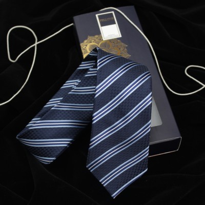 PELUCHE Blue Ombre Blue Colored Microfiber Neck Striped Men Tie