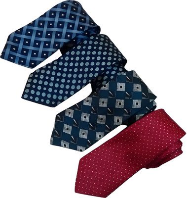 Justin Dustin Printed Tie(Pack of 4)