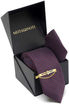 MUTAQINOTI Silk Tie Pin Set(Maroon)