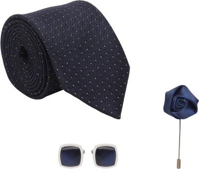 KANTH LANGOT Silk Cufflink & Tie Pin Set(Blue)