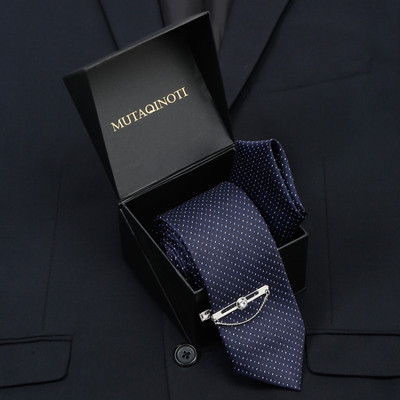 MUTAQINOTI Silk Tie Pin Set(Blue)