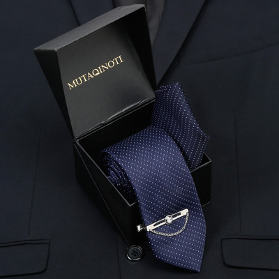 MUTAQINOTI Silk Tie Pin Set(Blue)