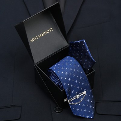 MUTAQINOTI Silk Tie Pin Set(Blue)