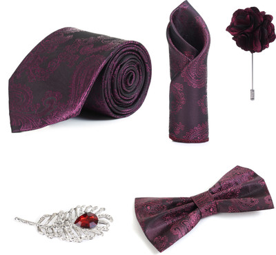RANDOM STRIPE Alloy Cufflink & Tie Pin Set(Maroon)