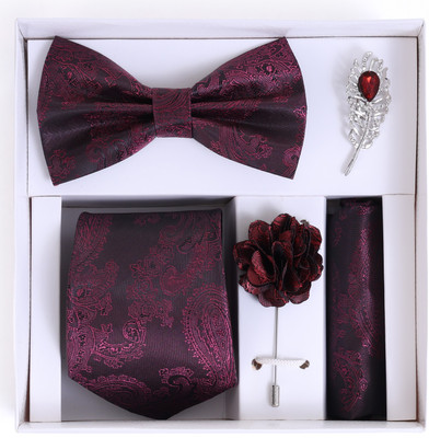 RANDOM STRIPE Alloy Cufflink & Tie Pin Set(Maroon)