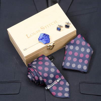 LOUIS STITCH Silk Cufflink & Tie Pin Set(Multicolor)