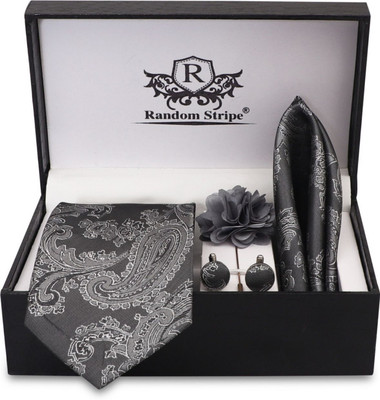 RANDOM STRIPE Self Design, Solid, Embellished Tie(Pack of 4)