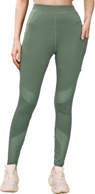 M7 By Metronaut Solid Women Green Tights