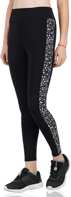 TRAIN HARD EVERYDAY Striped Women White, Black Tights