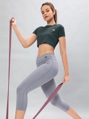 TECHNOSPORT Solid Women Grey Tights