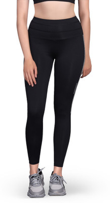 Laasa Sports Solid Women Black Tights