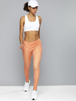 HRX by Hrithik Roshan Printed Women Orange Tights