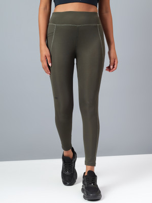 DIDA Solid Women Dark Green Tights