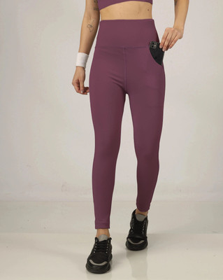BEYOGINI Solid Women Purple Tights