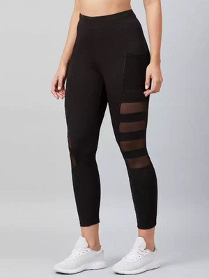 GREEN-SHADE Solid Women Black Tights