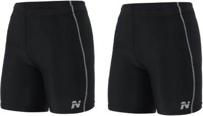 NINQ Solid, Printed Men Black Tights