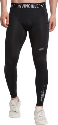 Invincible Solid Men Black Tights