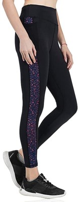 NINQ Self Design Women Black, Purple Tights