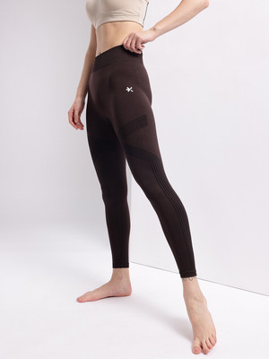 HRX by Hrithik Roshan Solid Women Brown Tights