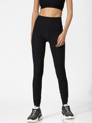 ONLY Self Design Women Black Tights