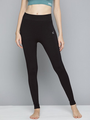 HRX by Hrithik Roshan Solid Women Black Tights