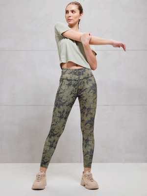 TECHNOSPORT Printed Women Green Tights