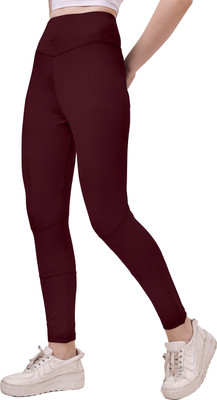 M7 By Metronaut Solid Women Maroon Tights