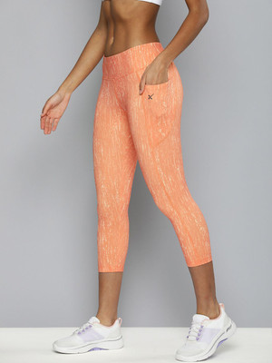 HRX by Hrithik Roshan Printed Women Orange Tights