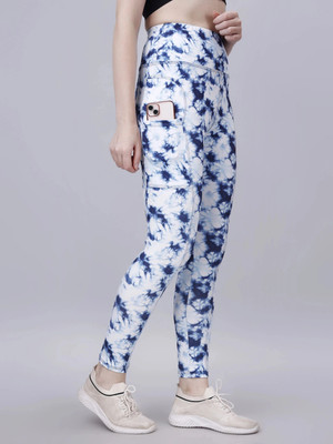 BEYOGINI Printed Women Blue, White Tights