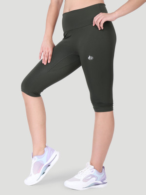 Woomfox Solid Women Dark Green Tights