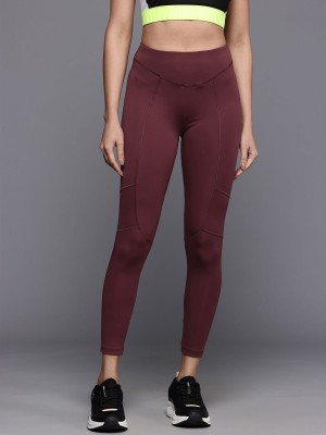 HRX by Hrithik Roshan Solid Women Maroon Tights