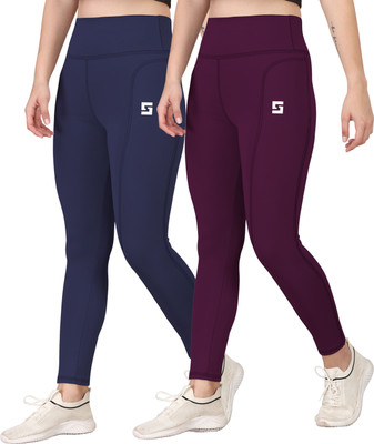Kashikey creation Solid Women Maroon, Blue Tights