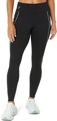 Asics Solid Women Black Tights