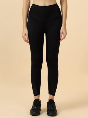 Fitkin Solid Women Black Tights